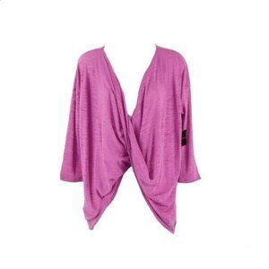 Eddie Bauer $50 Sz XS Pink Magenta Poly Cotton Blend Cross Wrap Boho Top
